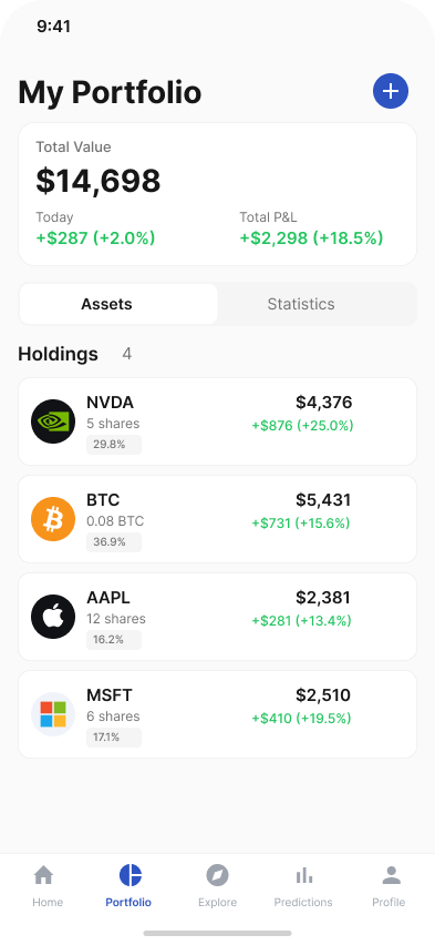 ParFin portfolio tracking screen